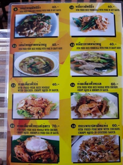 ป้ายราคาหรือสมุดเมนู