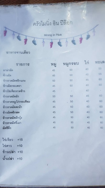 ป้ายราคาหรือสมุดเมนู