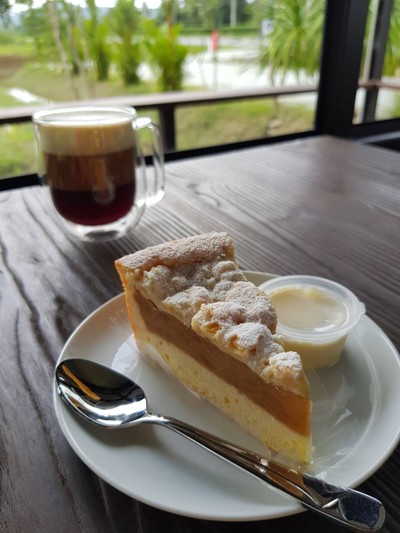 Apple Crumble Cake + Vanilla Sauce