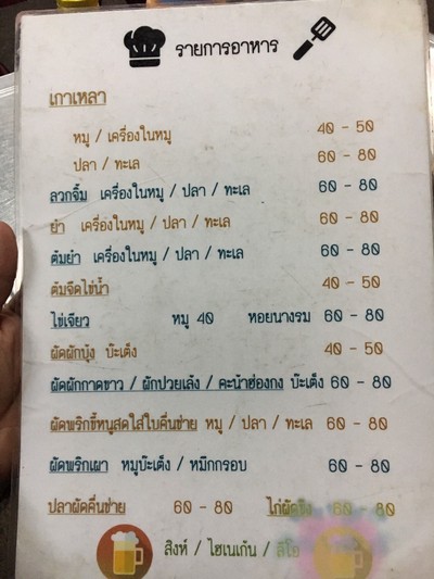 ป้ายราคาหรือสมุดเมนู