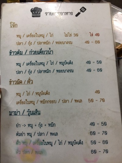 ป้ายราคาหรือสมุดเมนู