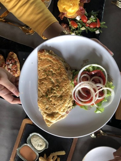 Egg Pancake with Bacon and Cheese