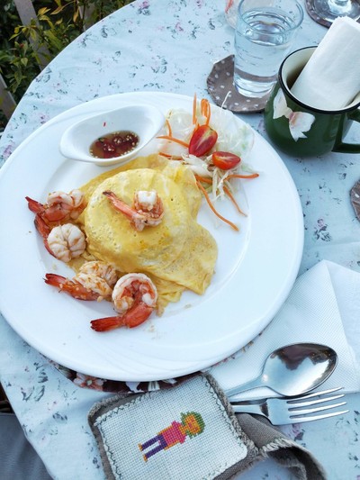 ข้าวผัดมันกุ้งไข่เจียวสะดุ้งชีส