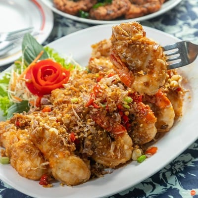 เมนูของร้าน กุ้งอบภูเขาไฟ