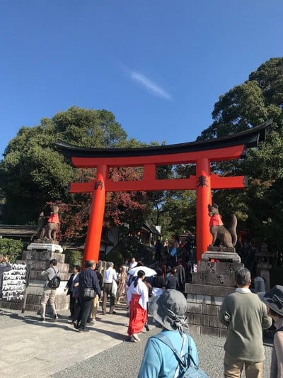 เสาโทริอิตรงทางขึ้นเขาชมวิวเกียวโต