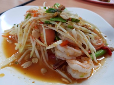 ส้มตำกุ้งสด(ลวก)