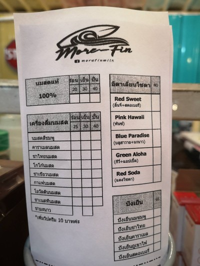 ป้ายราคาหรือสมุดเมนู