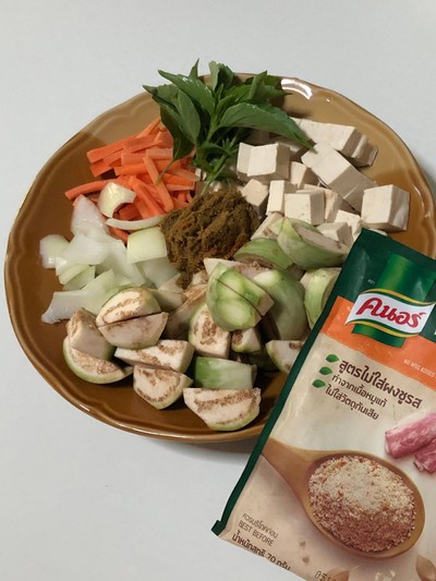 วิธีทำ เขียวหวานแห้งเต้าหู้สูตรไม่ใส่กะทิ