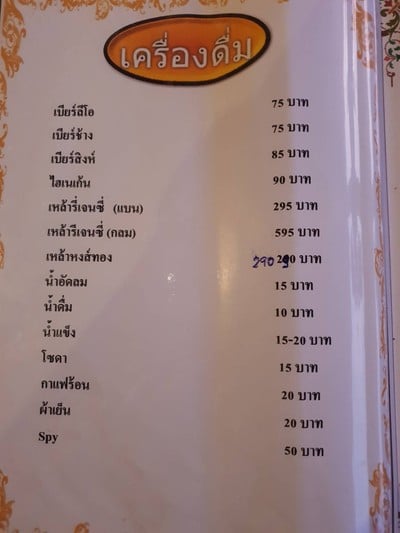 ป้ายราคาหรือสมุดเมนู