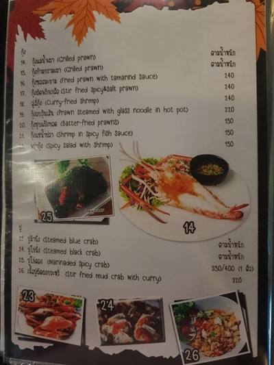 ป้ายราคาหรือสมุดเมนู