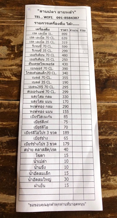 ป้ายราคาหรือสมุดเมนู