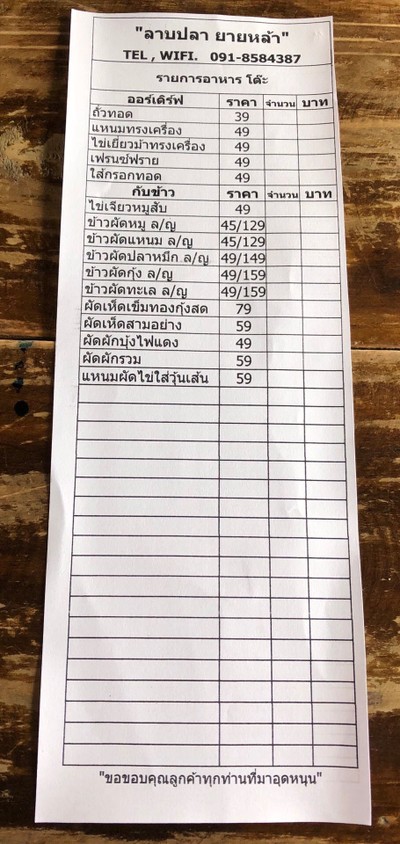 ป้ายราคาหรือสมุดเมนู