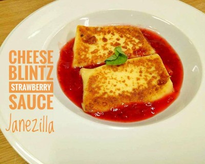 Cheese Blintzes with Strawberry Sauce