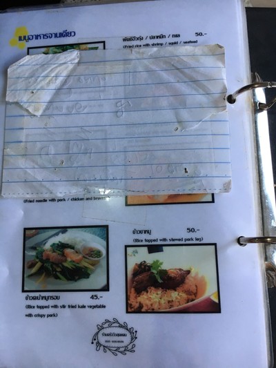 ป้ายราคาหรือสมุดเมนู
