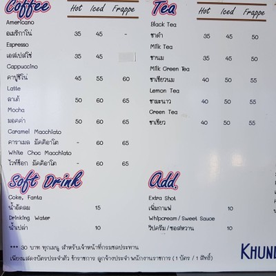 ป้ายราคาหรือสมุดเมนู