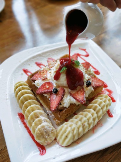 วาฟเฟิลผลไม้รวม