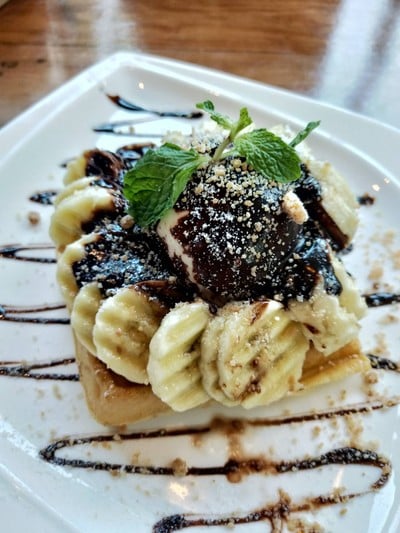 วาฟเฟิลกล้วยช็อคโกแลต