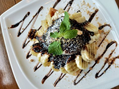 วาฟเฟิลกล้วยช็อคโกแลต