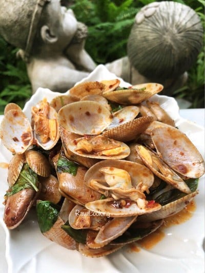 หอยลายผัดพริกเผา หอยลายผัดพริกเผา