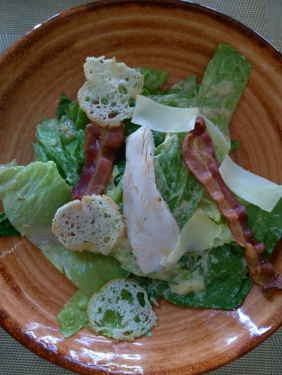 Proper ChickenConfit and Bacon Caesar Salad