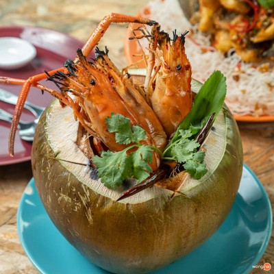 เมนูของร้าน กุ้งอบฟาง จินดา คาบาน่า