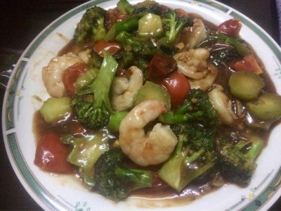 กุ้งผัดบล็อกเคอลี่
