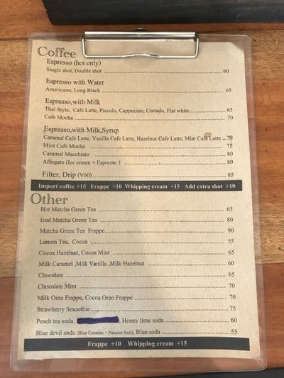 ป้ายราคาหรือสมุดเมนู