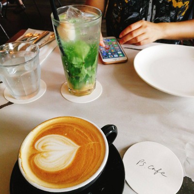 Hot latte and Lychee Lime Soda