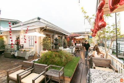 บ้านสวยริมน้ำ ใต้สะพานพระราม4 เข้าซอยวัดบางจากมา 10เมตรอยู่ซ้ายมือ ร้านอยู่ริมน้ำเจ้าพระยา