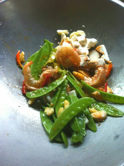 วิธีทำ ถั่วลันเตาผัดกุ้ง