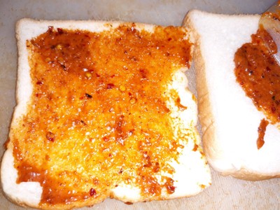 วิธีทำ แซนวิชหมูหยองน้ำพริกเผา