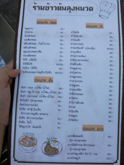 ป้ายราคาหรือสมุดเมนู