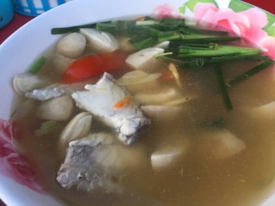 ต้มยำปลากระพงน้ำใส