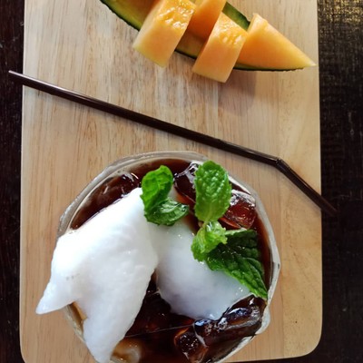 Iced melano coconut coffee