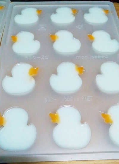 วิธีทำ วุ้นกะทิมะพร้าวอ่อน+ใบเตย รูปเป็ดน้อย