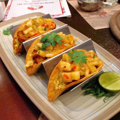 Shrimp Tacos with Mango Pineapple Salsa