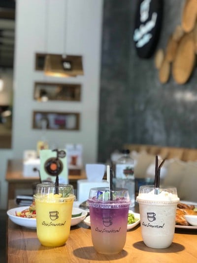 Lemon Honey Butterfly Pea Juice+ลาเต้ปั่น+เสาวรสปั่น
