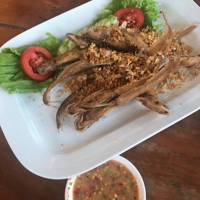 ปลาเนื้ออ่อนทอดกระเทียม