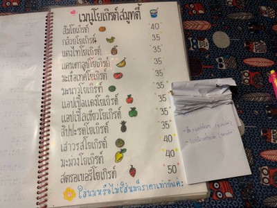 ป้ายราคาหรือสมุดเมนู