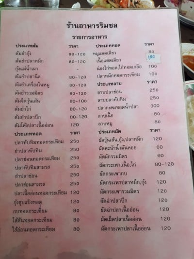 ป้ายราคาหรือสมุดเมนู