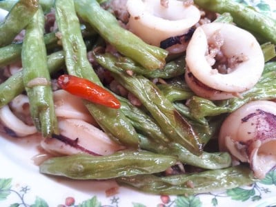 หมึกผัดถั่วแขก ตามดอย