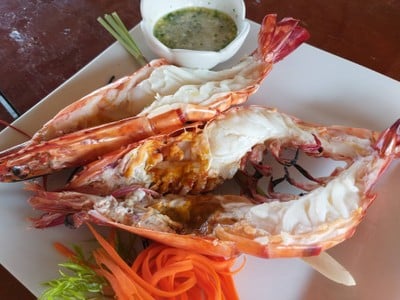 กุ้งลายเสือเผา