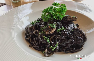 Spaghetti Seafood in Black ink Sauce