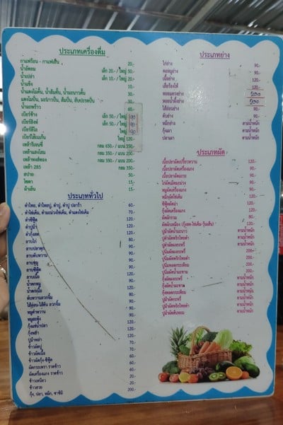 ป้ายราคาหรือสมุดเมนู