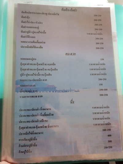 ป้ายราคาหรือสมุดเมนู