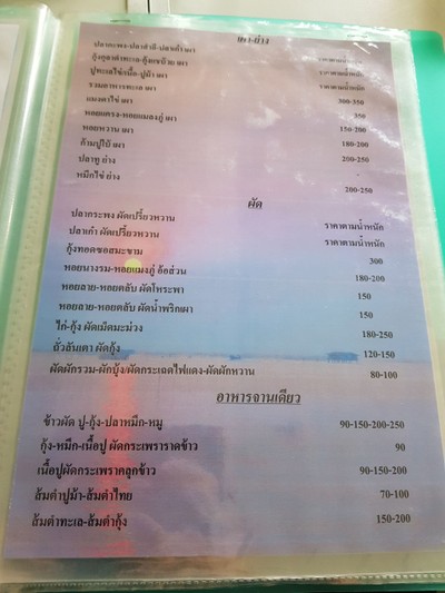 ป้ายราคาหรือสมุดเมนู