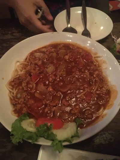 สปาเกตตีซอสแดงหมูสับ