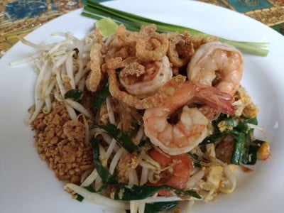 ผัดไทยวุ้นเส้นกุ้งสด