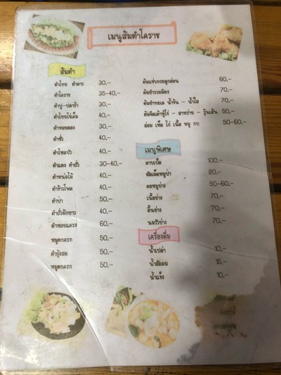 ป้ายราคาหรือสมุดเมนู