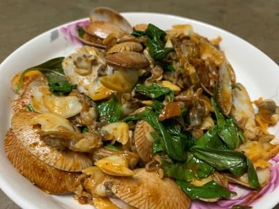 หอยลายผัดพริกเผา หอยลายผัดพริกเผา